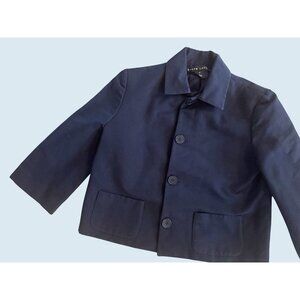 RALPH LAUREN Black Label Navy Blue Cropped 3/4 Sleeve Blazer Sz 6
